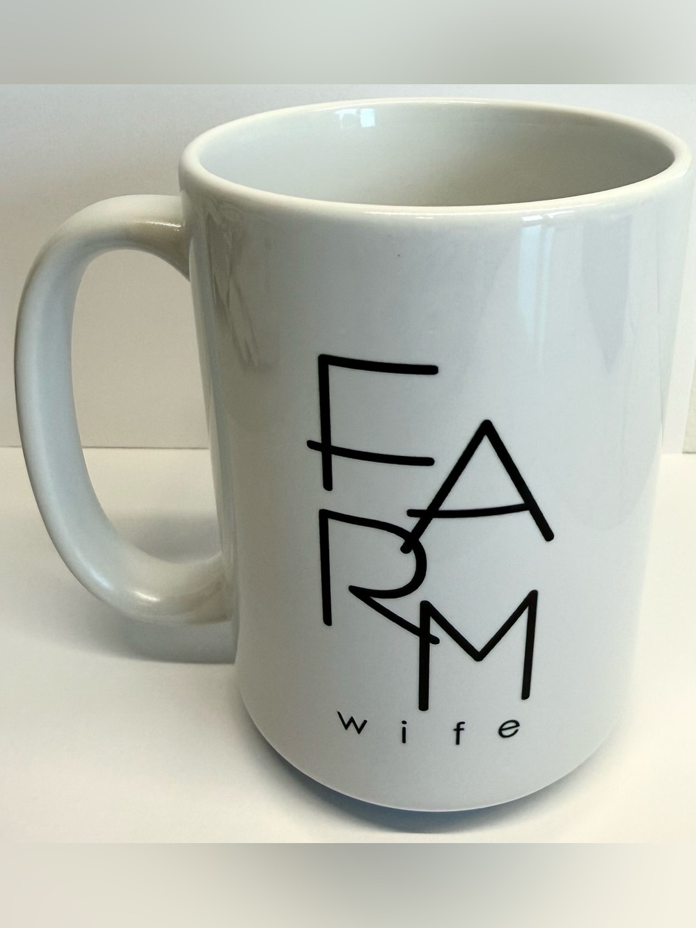 Farm Wife White Ceramic Coffee Mug Minimalist Farmhouse Cup